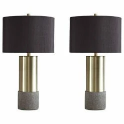 Set of 2 Jacek Table Lamps Gray/Brass - Signature Design by Ashley