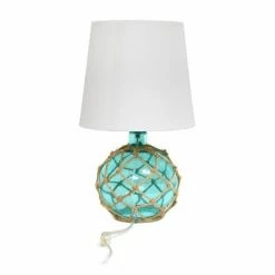 Buoy Rope Nautical Netted Coastal Sea Glass Table Lamp Aqua - Elegant Designs -Desk Lamps sales shop unnamed file 3680