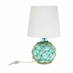 Buoy Rope Nautical Netted Coastal Sea Glass Table Lamp Aqua - Elegant Designs -Desk Lamps sales shop unnamed file 3681