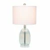Glass Table Lamp with White Drum Shade Blue - Lalia Home