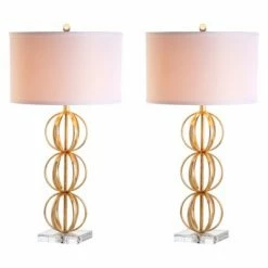 (Set of 2) 29" Annistyn Table Lamp Brass Gold (Includes LED Light Bulb) - Safavieh