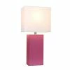 21" Monaco Avenue Modern Leather Table Lamp Hot Pink - Elegant Designs