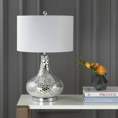 JONATHAN Y 26" Emilia Mirrored Mosaic Table Lamp (Includes LED Light Bulb) Silver - JONATHAN Y 2 JONATHAN Y 26" Emilia Mirrored Mosaic Table Lamp (Includes LED Light Bulb) Silver - JONATHAN Y - Image 2