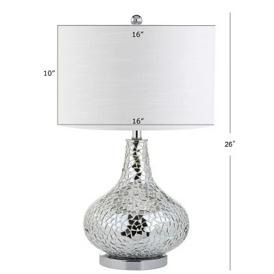 JONATHAN Y 26" Emilia Mirrored Mosaic Table Lamp (Includes LED Light Bulb) Silver - JONATHAN Y 3 JONATHAN Y 26" Emilia Mirrored Mosaic Table Lamp (Includes LED Light Bulb) Silver - JONATHAN Y - Image 3