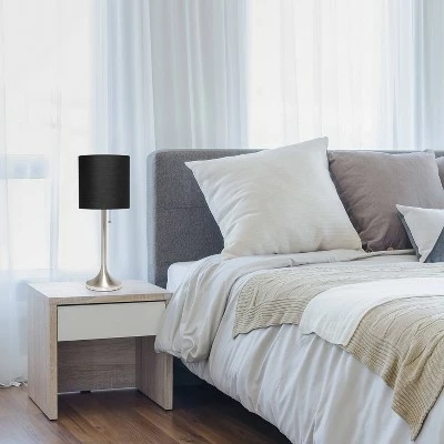 Tapered Desk Lamp with Fabric Drum Shade Black/Silver - Simple Designs 3 Tapered Desk Lamp with Fabric Drum Shade Black/Silver - Simple Designs - Image 3