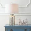 JONATHAN Y 24.5" Glass Emilia Trellis Pattern Table Lamp (Includes LED Light Bulb) Silver - JONATHAN Y