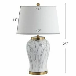 JONATHAN Y 28" Prague Ceramic Marble Table Lamp (Includes LED Light Bulb) White - JONATHAN Y -Desk Lamps sales shop unnamed file 3755
