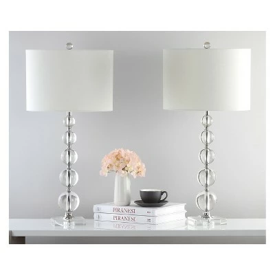 (Set of 2) 29" Liam Stacked Crystal Ball Lamp Clear (Includes CFL Light Bulb) - Safavieh 1 (Set of 2) 29" Liam Stacked Crystal Ball Lamp Clear (Includes CFL Light Bulb) - Safavieh