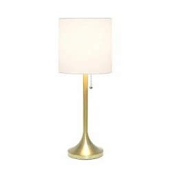 Tapered Desk Lamp with Fabric Drum Shade White - Simple Designs