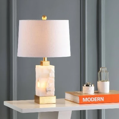 JONATHAN Y 23" Alabaster/Metal Eloise Table Lamp (Includes LED Light Bulb) White - JONATHAN Y 1 JONATHAN Y 23" Alabaster/Metal Eloise Table Lamp (Includes LED Light Bulb) White - JONATHAN Y