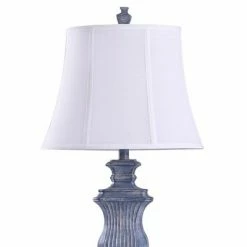 Tao's Textured Urn Table Lamp with Bell Shade Denim Blue - StyleCraft