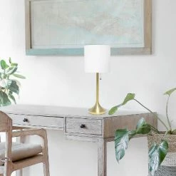 Tapered Desk Lamp with Fabric Drum Shade White - Simple Designs -Desk Lamps sales shop unnamed file 381