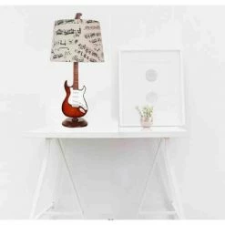 24.5" Guitar Table Lamp with Music Note Shade - Creative Motion Industries