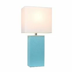 21" Monaco Avenue Modern Leather Table Lamp Aqua - Elegant Designs