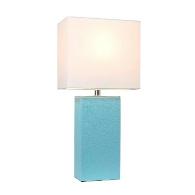 21" Monaco Avenue Modern Leather Table Lamp Aqua - Elegant Designs 1 21" Monaco Avenue Modern Leather Table Lamp Aqua - Elegant Designs