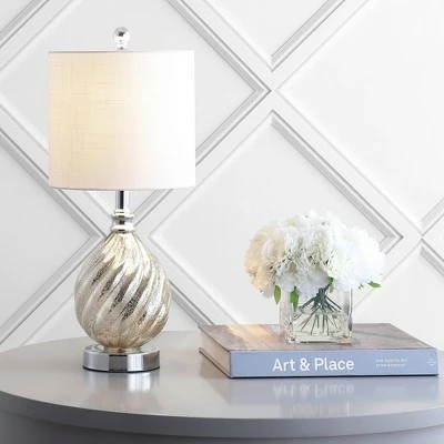 JONATHAN Y 20.5" Glass/Metal Lawrence Table Lamp (Includes LED Light Bulb) Silver - JONATHAN Y 1 JONATHAN Y 20.5" Glass/Metal Lawrence Table Lamp (Includes LED Light Bulb) Silver - JONATHAN Y