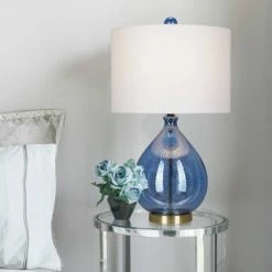 24" Table Lamp Blue (Includes LED Light Bulb) - Cresswell Lighting