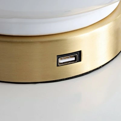 JONATHAN Y 27" Ceramic/Iron Han Contemporary USB Charging Table Lamp (Includes LED Light Bulb) White/Brass - JONATHAN Y 2 JONATHAN Y 27" Ceramic/Iron Han Contemporary USB Charging Table Lamp (Includes LED Light Bulb) White/Brass - JONATHAN Y - Image 2