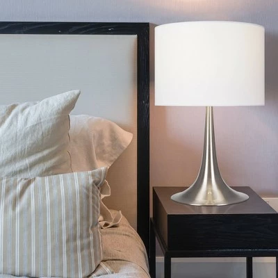 19" Modern Table Lamp Brushed Nickel (Includes LED Light Bulb) - Cresswell Lighting 3 19" Modern Table Lamp Brushed Nickel (Includes LED Light Bulb) - Cresswell Lighting - Image 3