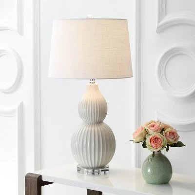 JONATHAN Y 28.25" Ceramic Thatcher Table Lamp (Includes Energy Efficient Light Bulb) - JONATHAN Y Gray 1 JONATHAN Y 28.25" Ceramic Thatcher Table Lamp (Includes Energy Efficient Light Bulb) - JONATHAN Y Gray