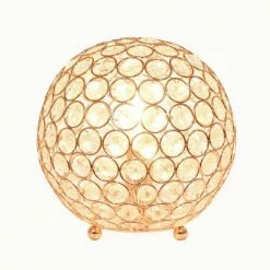 8" Elipse Crystal Ball Sequin Table Lamp Rose Gold - Elegant Designs