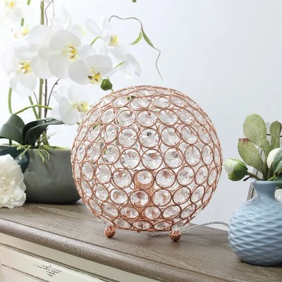 8" Elipse Crystal Ball Sequin Table Lamp Rose Gold - Elegant Designs 2 8" Elipse Crystal Ball Sequin Table Lamp Rose Gold - Elegant Designs - Image 2