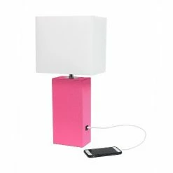 Modern Leather Table Lamp with USB and Fabric Shade Hot Pink - Elegant Designs 7 Modern Leather Table Lamp with USB and Fabric Shade Hot Pink - Elegant Designs -Desk Lamps sales shop unnamed file 3869