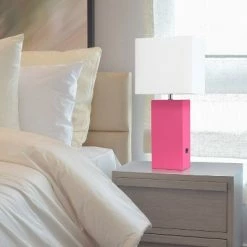 Modern Leather Table Lamp with USB and Fabric Shade Hot Pink - Elegant Designs 8 Modern Leather Table Lamp with USB and Fabric Shade Hot Pink - Elegant Designs -Desk Lamps sales shop unnamed file 3870