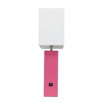 Modern Leather Table Lamp with USB and Fabric Shade Hot Pink - Elegant Designs 5 Modern Leather Table Lamp with USB and Fabric Shade Hot Pink - Elegant Designs - Image 5