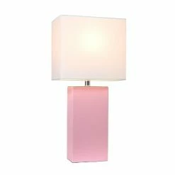 21" Monaco Avenue Modern Leather Table Lamp Pink - Elegant Designs
