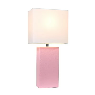 21" Monaco Avenue Modern Leather Table Lamp Pink - Elegant Designs 1 21" Monaco Avenue Modern Leather Table Lamp Pink - Elegant Designs