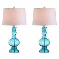 JONATHAN Y 28.5" (Set of 2) Genie Glass Table Lamps (Includes LED Light Bulb) - JONATHAN Y Navy -Desk Lamps sales shop unnamed file 3914