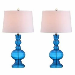 JONATHAN Y 28.5" (Set of 2) Genie Glass Table Lamps (Includes LED Light Bulb) - JONATHAN Y Navy -Desk Lamps sales shop unnamed file 3916