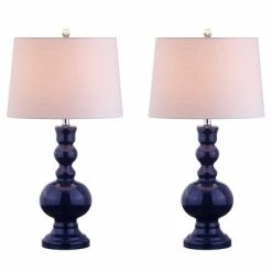 JONATHAN Y 28.5" (Set of 2) Genie Glass Table Lamps (Includes LED Light Bulb) - JONATHAN Y Navy -Desk Lamps sales shop unnamed file 3917