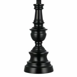 27" 3-Way Decorative Metal Table Lamp with Linen Shade (Includes LED Light Bulb) Black - Cresswell Lighting