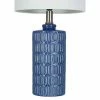 18" Textured Ceramic Table Lamp with Linen Shade (Includes LED Light Bulb) Blue - Cresswell Lighting