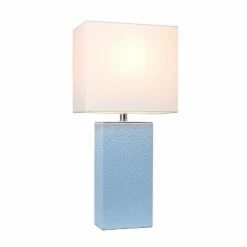 21" Monaco Avenue Modern Leather Table Lamp Periwinkle - Elegant Designs