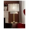 30" Antique Metal Table Lamp with Crystals (Includes CFL Light Bulb) Brown - Ore International