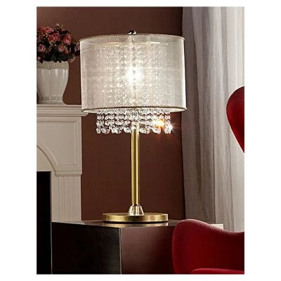 30" Antique Metal Table Lamp with Crystals (Includes CFL Light Bulb) Brown - Ore International 1 30" Antique Metal Table Lamp with Crystals (Includes CFL Light Bulb) Brown - Ore International