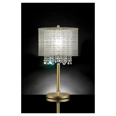 30" Antique Metal Table Lamp with Crystals (Includes CFL Light Bulb) Brown - Ore International 2 30" Antique Metal Table Lamp with Crystals (Includes CFL Light Bulb) Brown - Ore International - Image 2