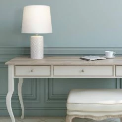 15.5" Farmhouse Ceramic Table Lamp White (Includes LED Light Bulb) - Cresswell Lighting -Desk Lamps sales shop unnamed file 3976