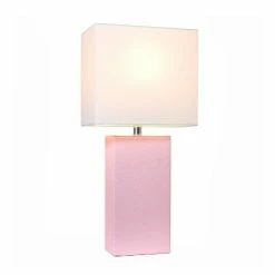 21" Monaco Avenue Modern Leather Table Lamp Blush Pink - Elegant Designs