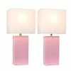 (2 pk) 21" Monaco Avenue Modern Leather Table Lamp Pink - Elegant Designs
