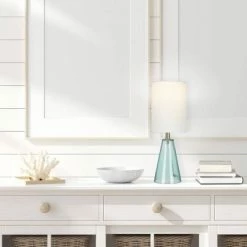 14" Glass Accent Table Lamp Teal - Cresswell Lighting -Desk Lamps sales shop unnamed file 4009