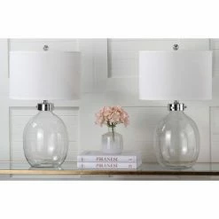 Set of 2 Neville Glass Table Lamp (Includes LED Light Bulb) Clear - Safavieh