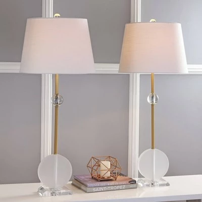 JONATHAN Y 34" (Set of 2) Spencer Crystal/Metal Table Lamp (Includes LED Light Bulb) Clear - JONATHAN Y 1 JONATHAN Y 34" (Set of 2) Spencer Crystal/Metal Table Lamp (Includes LED Light Bulb) Clear - JONATHAN Y
