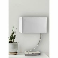 22.5" Modern Metal Table Lamp with Unique Base Silver - Ore International