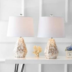 JONATHAN Y 21" (Set of 2) Isabella Seashell Table Lamp (Includes LED Light Bulb) Natural - JONATHAN Y