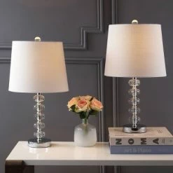 JONATHAN Y 22" (Set of 2) Kevin Glass/Metal Table Lamp (Includes LED Light Bulb) Clear/Chrome - JONATHAN Y