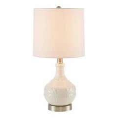 510 Design 20.5" Textured Ceramic Table Lamp White